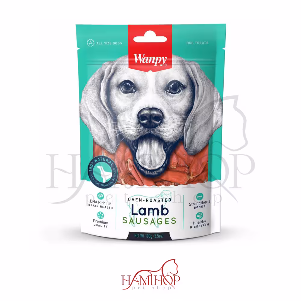تشویقی سگ ونپی مدل سوسیس با طعم بره 100 گرم wanpy lamb sausages