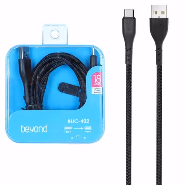 کابل شارژ فست 2 متری beyond Type-C مدل BUC-402 – مشکی