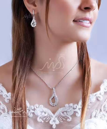 💍نیم ست جواهری با طراحی ژورنالی جواهرات  ؛ نقره عیار 925 (N_4135)