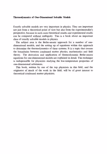 خرید و دانلود نسخه کامل کتاب Thermodynamics of One-Dimensional Solvable Models