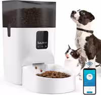 ظرف غذای اتوماتیک گربه Lewondr، ظرف غذای اتوماتیک سگ 7 لیتری 2.4 گیگاهرتزی وای فای، پخش کننده غذای حیوانات خانگی با ضبط صدا 10 ثانیه، غذادهنده زمان دار با درب قفل شونده، 1-10 وعده غذایی و 0-12 وعده غذایی روزانه برای حیوانات خانگی کوچک/متوسط ---  آلمانی