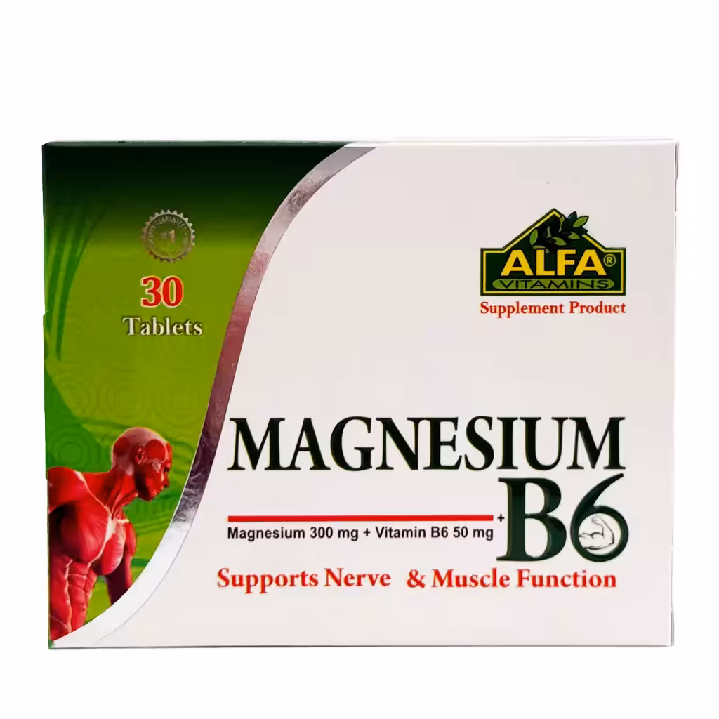 قرص منیزیم   ب6 آلفا ویتامینز - 30 عددی