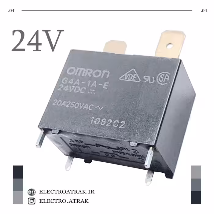 رله 24 ولت تک کنتاکت  شاخکی 24 ولت 6 پین برند امرون G4A-1A-E