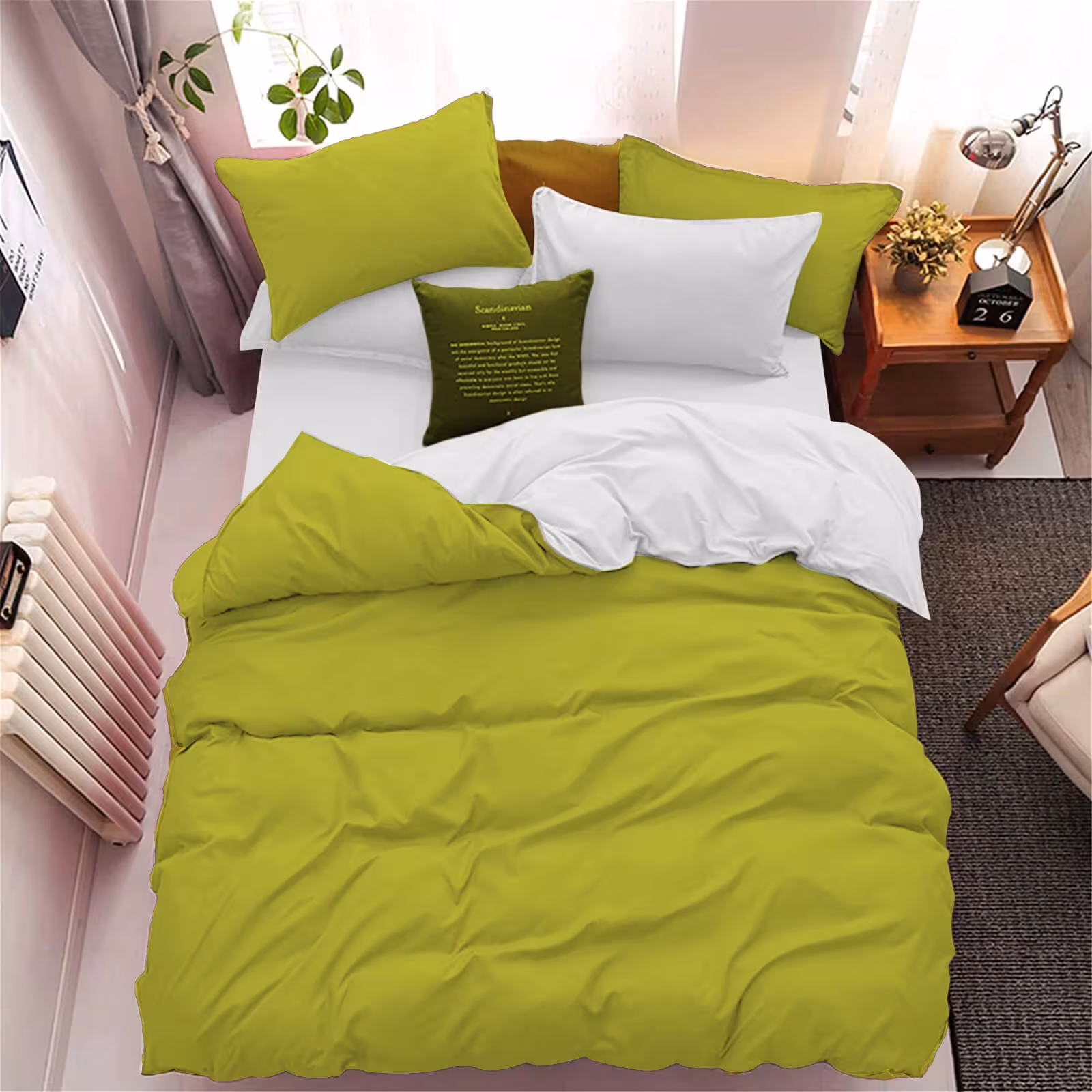 سرویس روتختی کاوری دورنگ چیداری سبز سفید یک نفره سه تکه