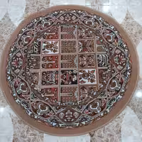 گلیم گرد طرح خشتی بادامی سایز یک دریک(هزینه ارسال باخریداروپس کرایه میباشد)