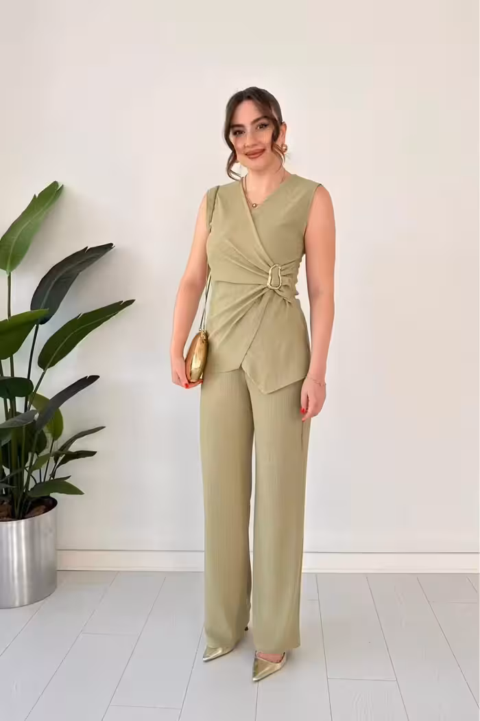 ست گوفر با گیره کناری به رنگ خاکی - 10092