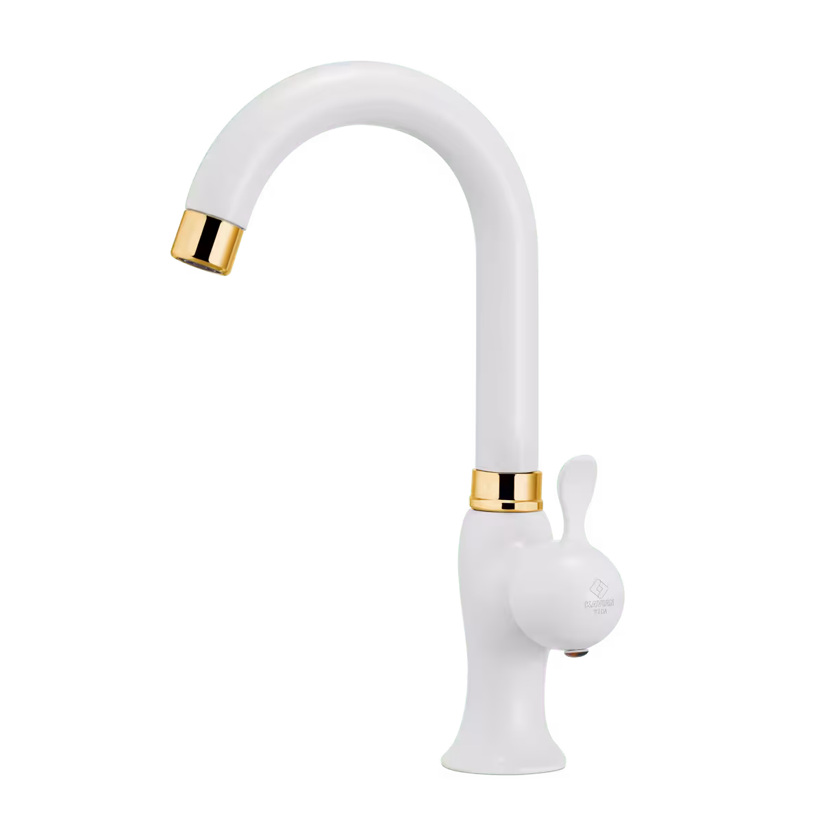 شیر روشویی اهرمی متحرک کاویان مدل تیدا سفید طلایی