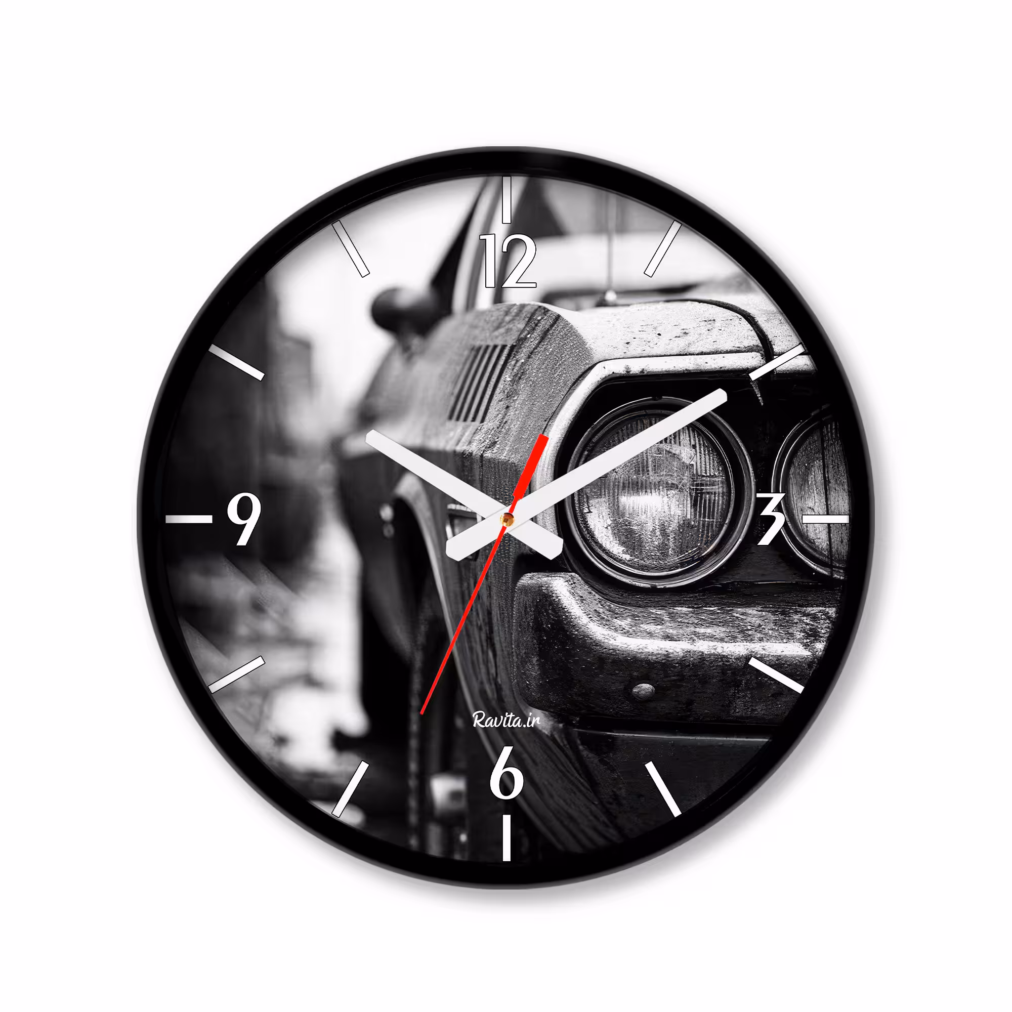 ساعت دیواری کوچک راویتا طرح ماشین کلاسیک - Classic Car کد 3696