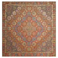 رومیزی مربع ترمه ابریشم تار سفید کد TRM125