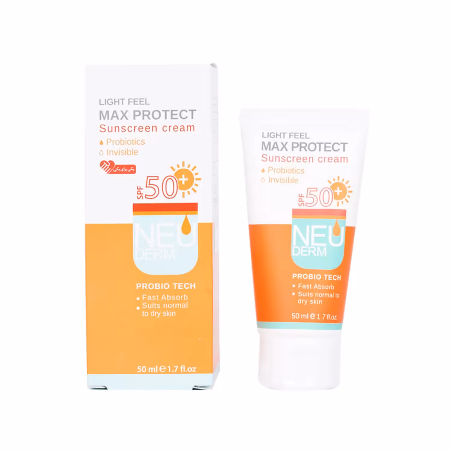 کرم ضد آفتاب مکس پروتکت SPF50 نئودرم مناسب پوست معمولی و خشک