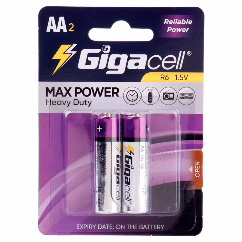 باتری دوتایی قلمی گیگاسل Max Power Heavy Duty R6 (حداقل 12 عدد)
