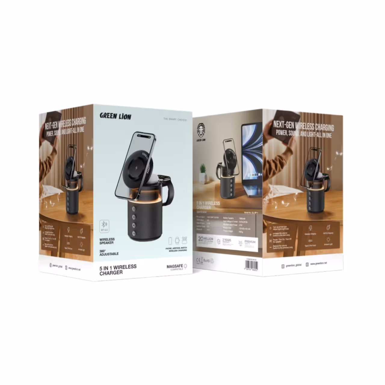 شارژر بی‌سیم 5 در 1 گرین Green Lion 5 in 1 Wireless Charger
