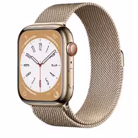 دستگاه اپل واچ سری 8 استیل سلولار طلایی با بند میلانس لوپ