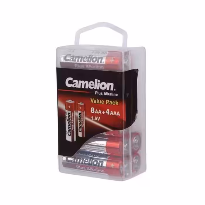 پک باتری قلمی و نیم قلمی پلاس آلکالاین کملیون 4 8 عددی