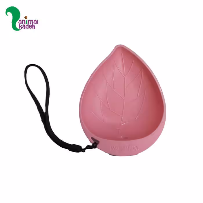آبخوری سگ و گربه مسافرتی سینک دار طرح برگ (صورتی)