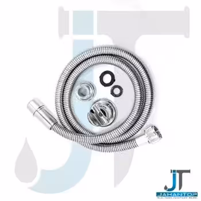 شیلنگ توالت فنری ریز بافت مهره پلاستیک رنگ کروم