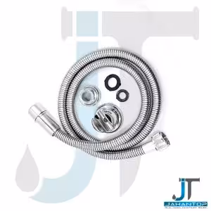 شیلنگ توالت فنری ریز بافت مهره پلاستیک رنگ کروم