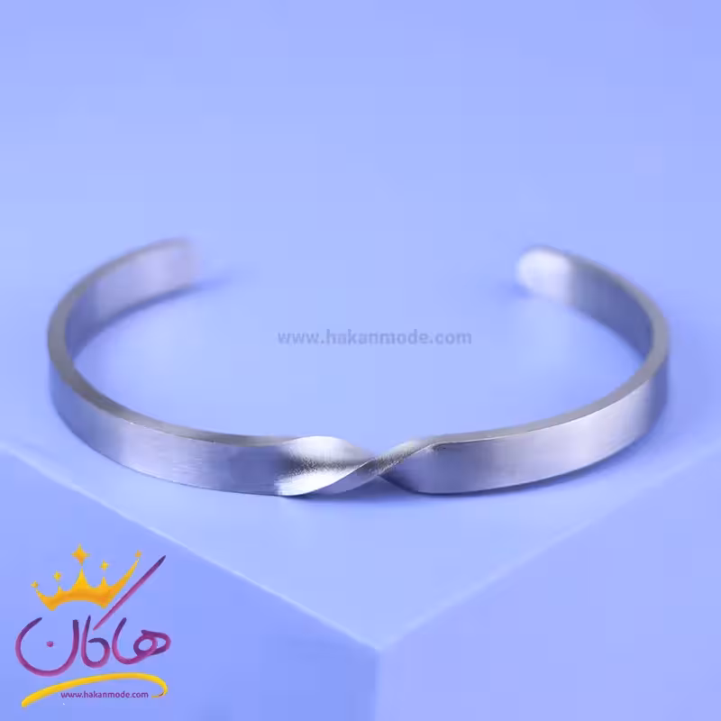 دستبند زنانه بنگل نقره ای مات 2095