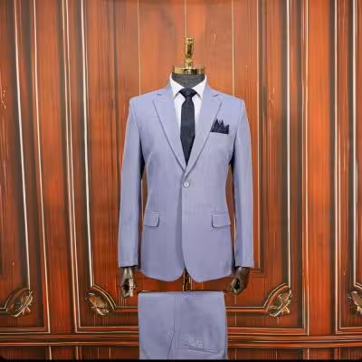 کت و شلوار مردانه پارچه مطهری آبی روشن سایز44تا56