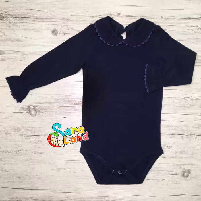 بادی کودک دخترانه آستین بلند یقه به به سورمه ای