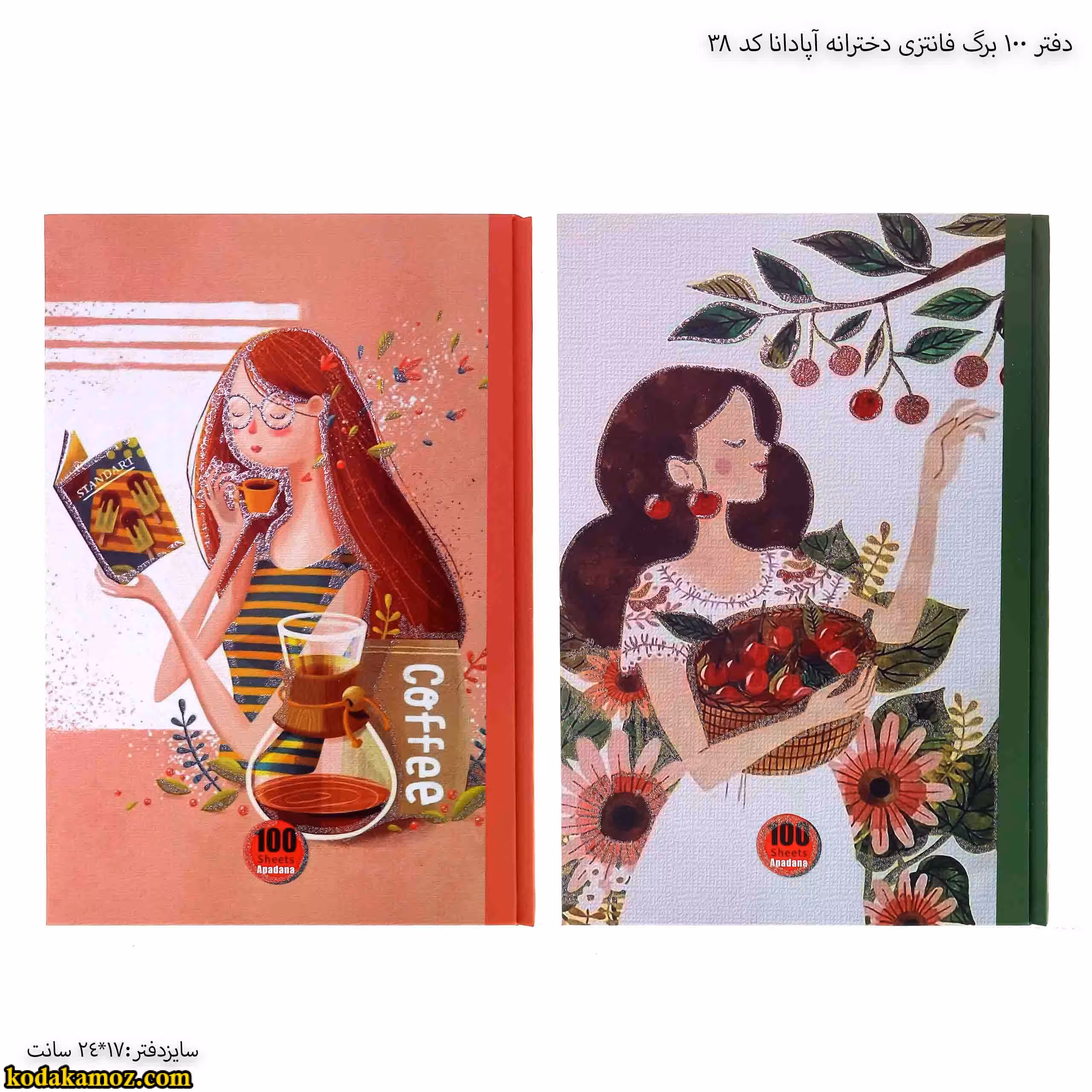دفتر 100 برگ فانتزی دخترانه آپادانا کد 38