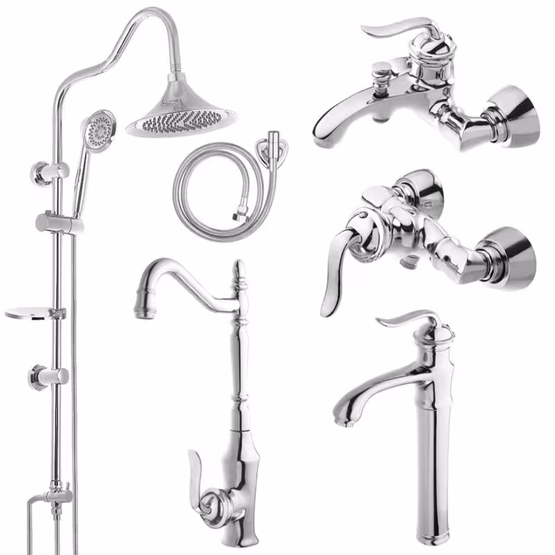 ست شیرآلات شیرالات آیدا  مدل بامبو کروم براق پلاس مجموعه 6 عددی