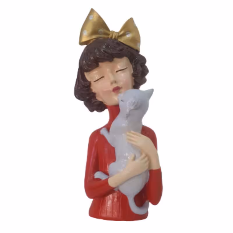 مجسمه مدل دختر گربه به دست