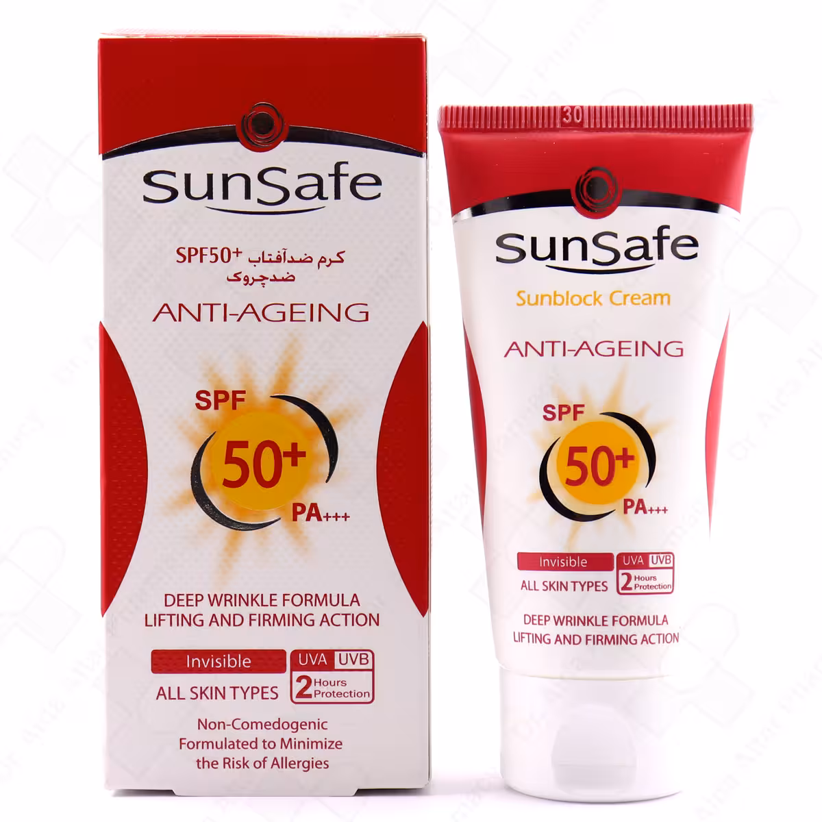 کرم ضد آفتاب و ضد چروک سان سیف SPF50 بی رنگ 50 میلی لیتر
