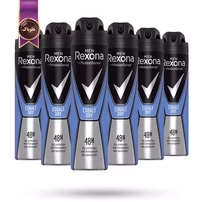 6 عدد اسپری دئودورانت ضد تعریق مردانه رکسونا Rexona مدل کبالت درای Cobalt Dry حجم 200 میلی لیتر (اورجینال)