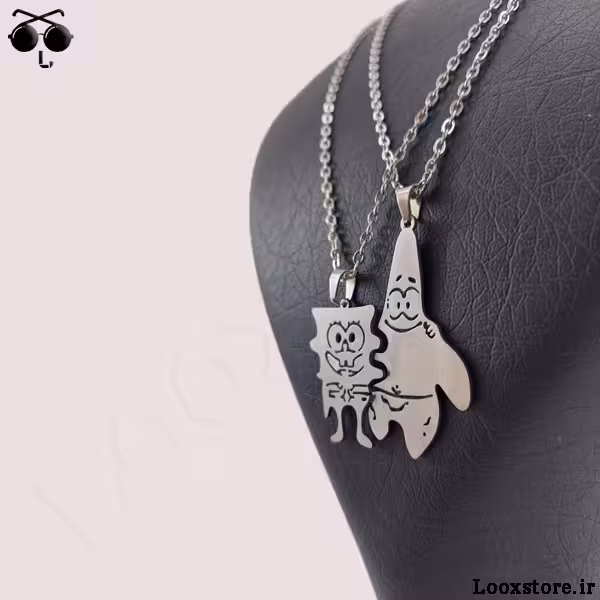 گردنبند ست پاتریک و باب اسفنجی استیل رنگ ثابت