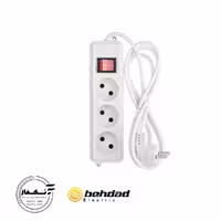 پریز سه خانه کابل 1.8 متری بدون ارت بهداد الکتریک