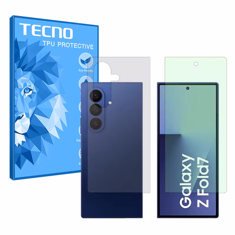 گلس سامسونگ Galaxy Z Fold7 مدل هیدروژلی گرین لایت به همراه محافظ پشت برند تکنو کد SS