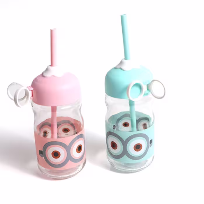 لیوان اسموتی شیشه ای مدل Minno Pipette Water Bottle برند هانه ترکیه در 2 رنگ