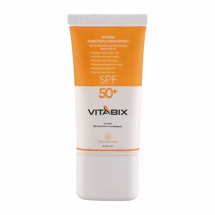 کرم ضد آفتاب SPF50 بی رنگ پوست چرب ویتابیکس