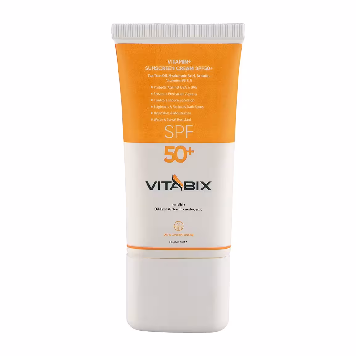 کرم ضد آفتاب SPF50 بی رنگ پوست چرب ویتابیکس