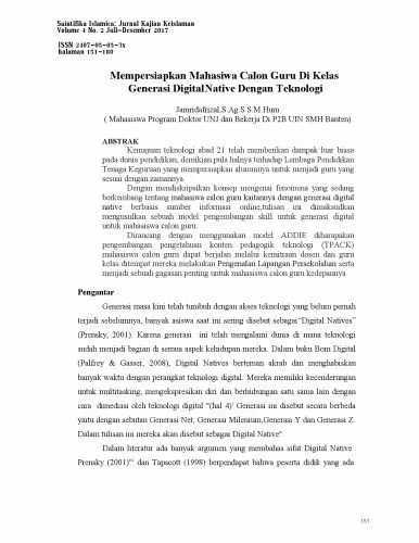 خرید و دانلود نسخه کامل کتاب Mempersiapkan Mahasiwa Calon Guru Di Kelas Generasi Digital Native Dengan Teknologi