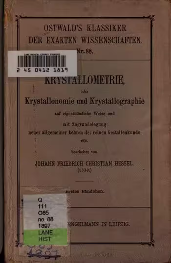 خرید و دانلود نسخه کامل کتاب Kristallometrie oder Kristallonomie und Kristallographie, auf eigentümliche Weise und mit Zugrundelegung neuerallgemeiner Lehren der Gestaltenkunde sowie mit vollständiger Berücksichtigung der wichtigsten Arbeiten und Methoden anderer Kristallographen (1830)