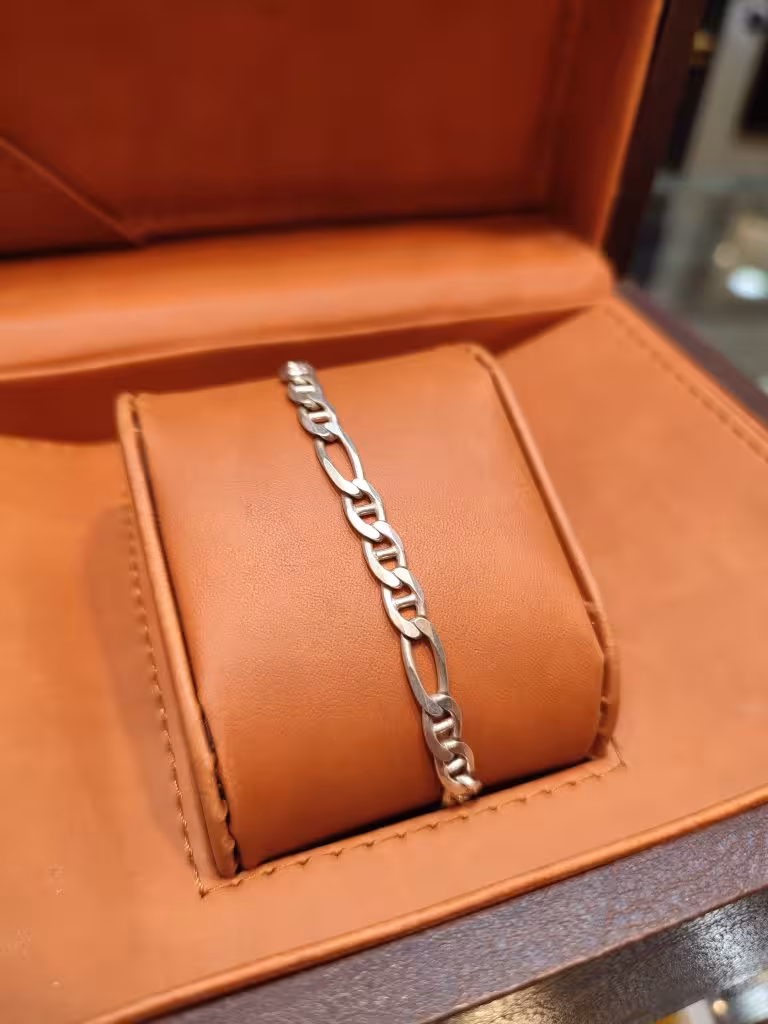 دستبند نقره مدل فیگارو- کد B343