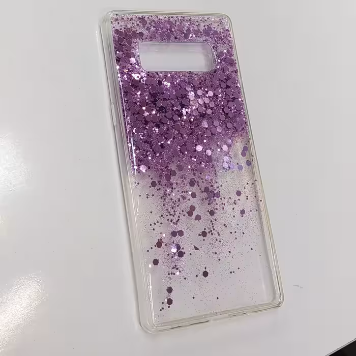 کاور گوشی سامسونگ Note 8کاور مدل شفاف اکلیلی ثابت موجود در رنگ بنفش و زرد