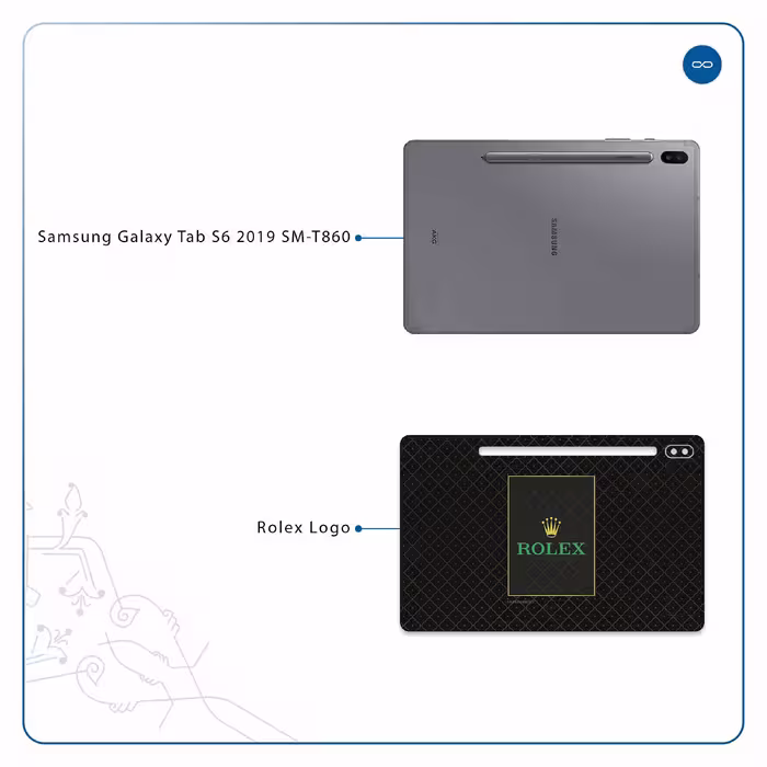 برچسب پوششی ماهوت مدل Rolex-Logo مناسب برای تبلت سامسونگ Galaxy Tab S6 2019 SM-T860