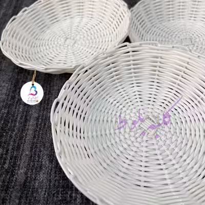 سبد حصیر بافی کلبه بلوط مدل ترمه مجموعه 3 عددی