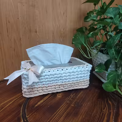 جعبه دستمال کاغذی قلاب بافی تریکو مدل 02