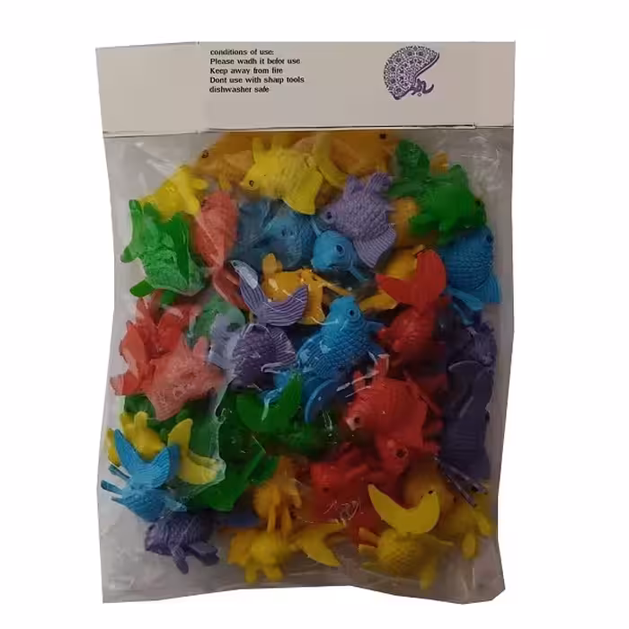 ابزار تزیین کیک به گز مدل ماهی دم متحرک مجموعه 50 عددی