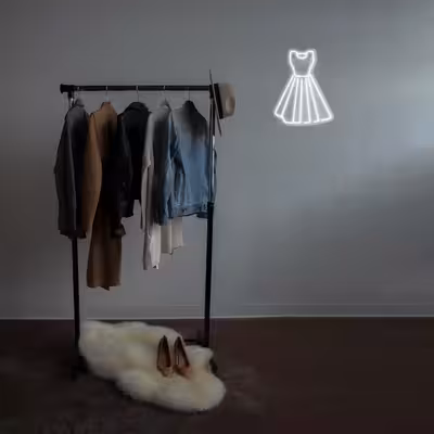 چراغ دیواری نئون دیزاین طرح Women-Clothes_WHT