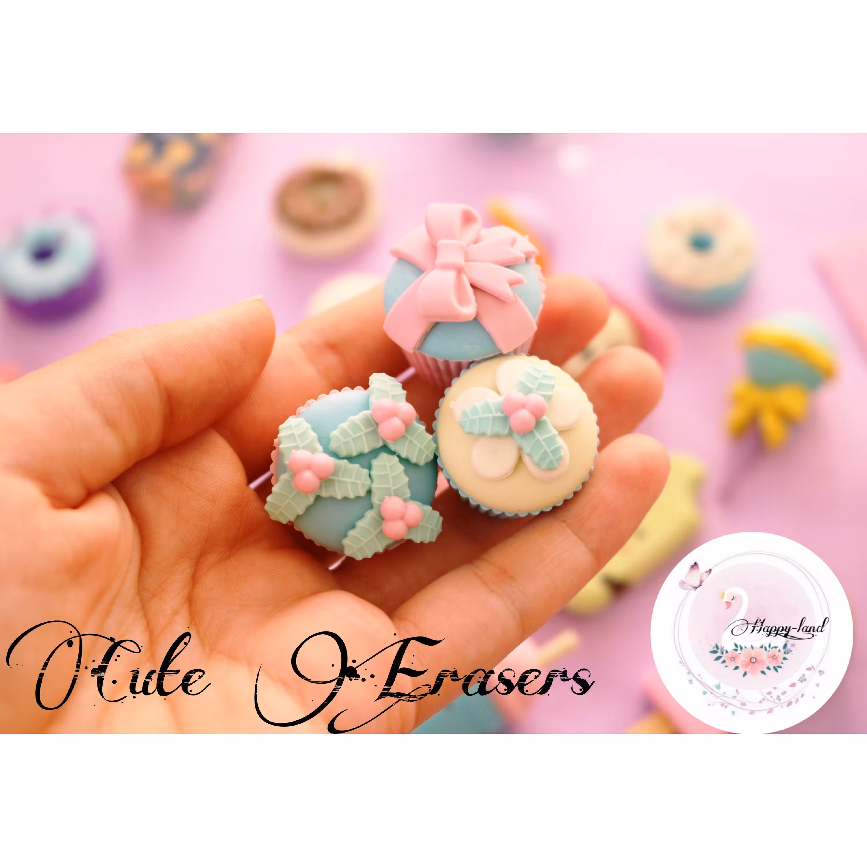 پک 4 عددی پاکن فانتزی طرح کاپ کیک با رنگ پاستلی 