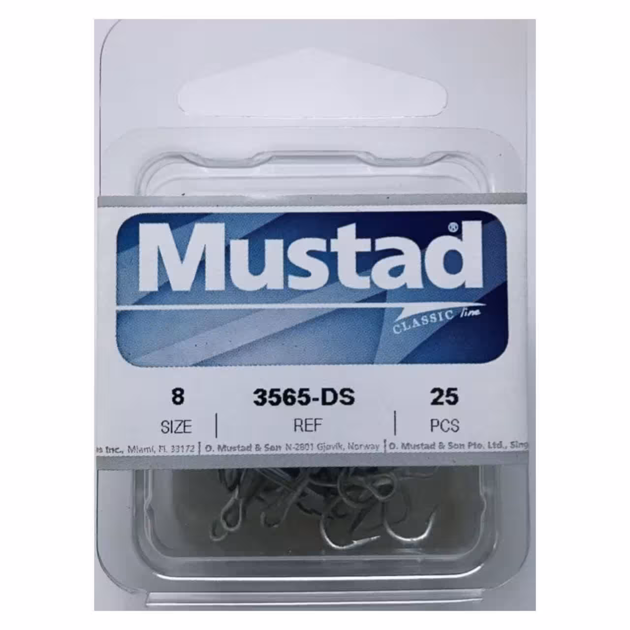 قلاب سه‌شاخ موستاد Mustad 3565-DS2x سایز 8 بسته 25 عددی