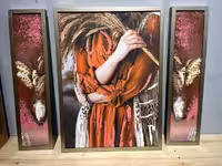 تابلو تکسچر برجسته سه تیکه طرح دختر