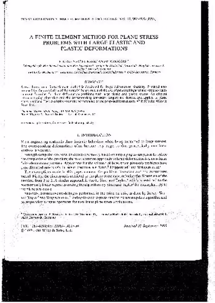 خرید و دانلود نسخه کامل کتاب A Finite Element Method for Plane Stress Problems with Large Elastic and Plastic Deformations