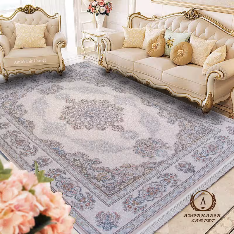 فرش 1200 شانه نقشه صوفی کرم برجسته