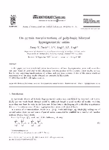 خرید و دانلود نسخه کامل کتاب On Certain Transformations Of Poly-Basic Bilateral Hypergeometric Series